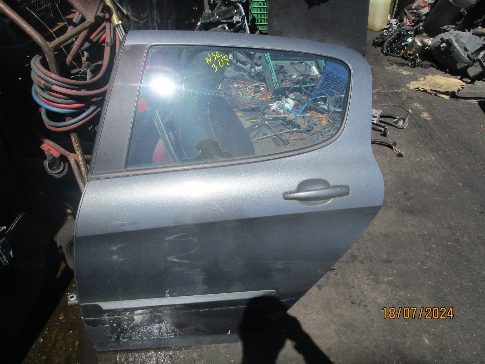 2009 PEUGEOT 308 MK1 NSR PASSENGER SIDE REAR DOOR COMPLETE SHARK GREY KTP
