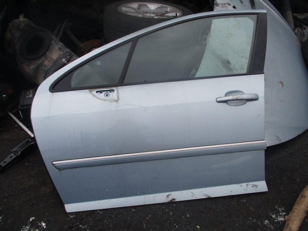 2007 PEUGEOT 407 MK1 NSF PASSENGER SIDE FRONT COMPLETE DOOR BLUE