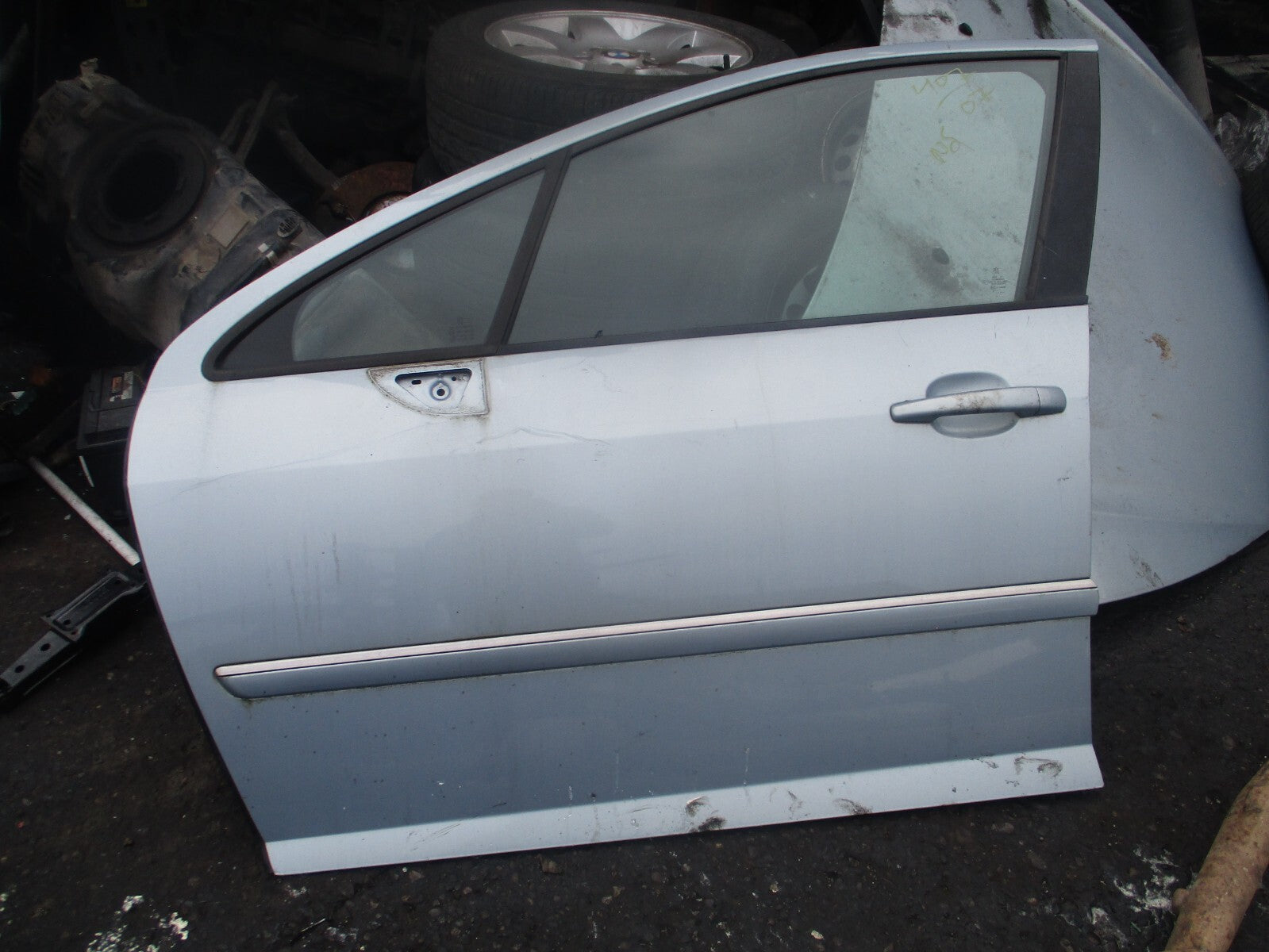 2007 PEUGEOT 407 MK1 NSF PASSENGER SIDE FRONT COMPLETE DOOR BLUE