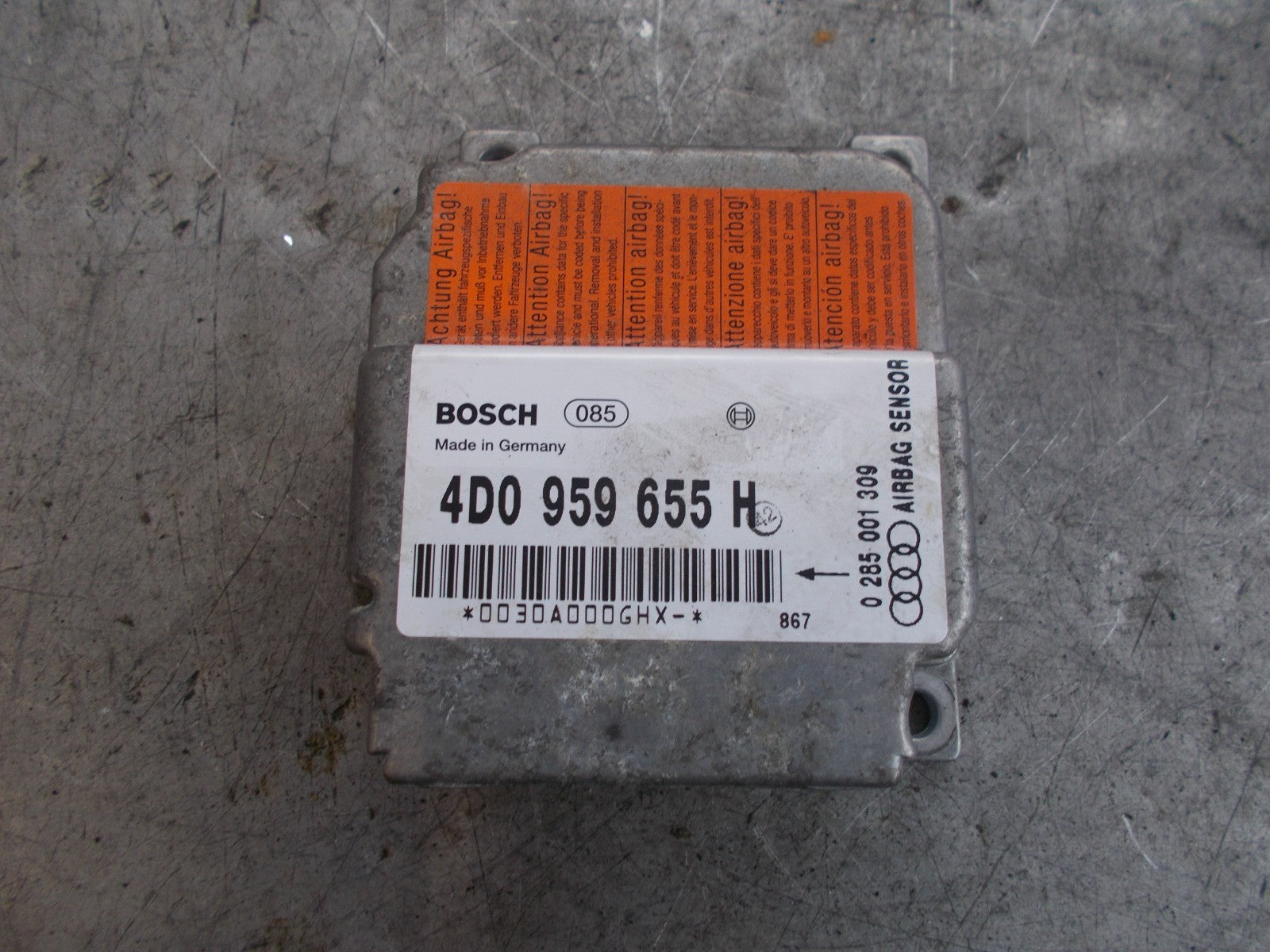 AUDI A8 D2 4D (MK1) 1994-2002 BAG CRASH ECU MODULE 4D0959655H 0285001309