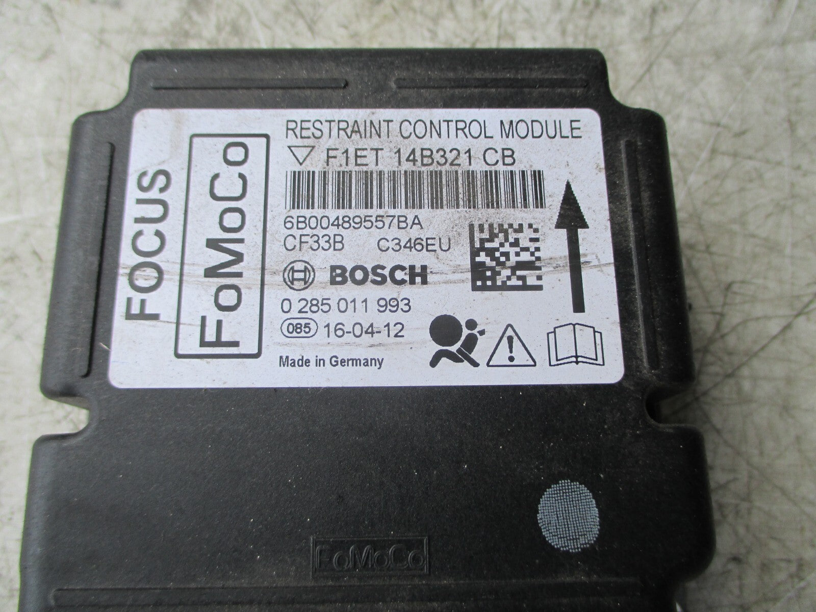 FORD FOCUS MK3 ESTATE 2016 AIRBAG RESTRAINT CONTROL MODULE ECU