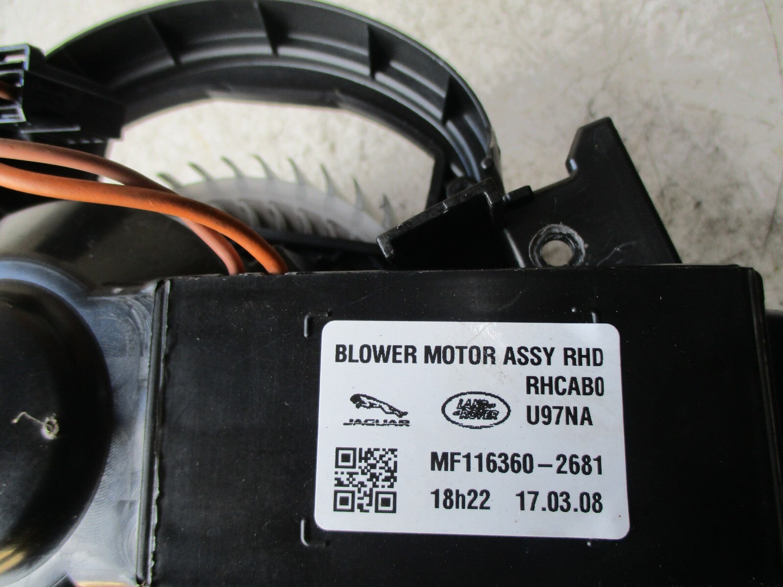 JAGUAR XE 2017 HEATER BLOWER FAN MOTOR MF1163602681