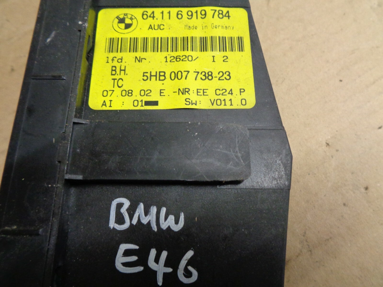BMW 3 SERIES E46 2002 HEATER CLIMATE CONTROL SWITCH PANEL 64116919784