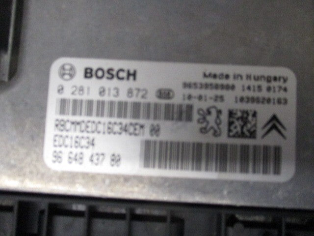 PEUGEOT 307 2010 1.6 DIESEL ECU ENGINE CONTROL MODULE 9664843780
