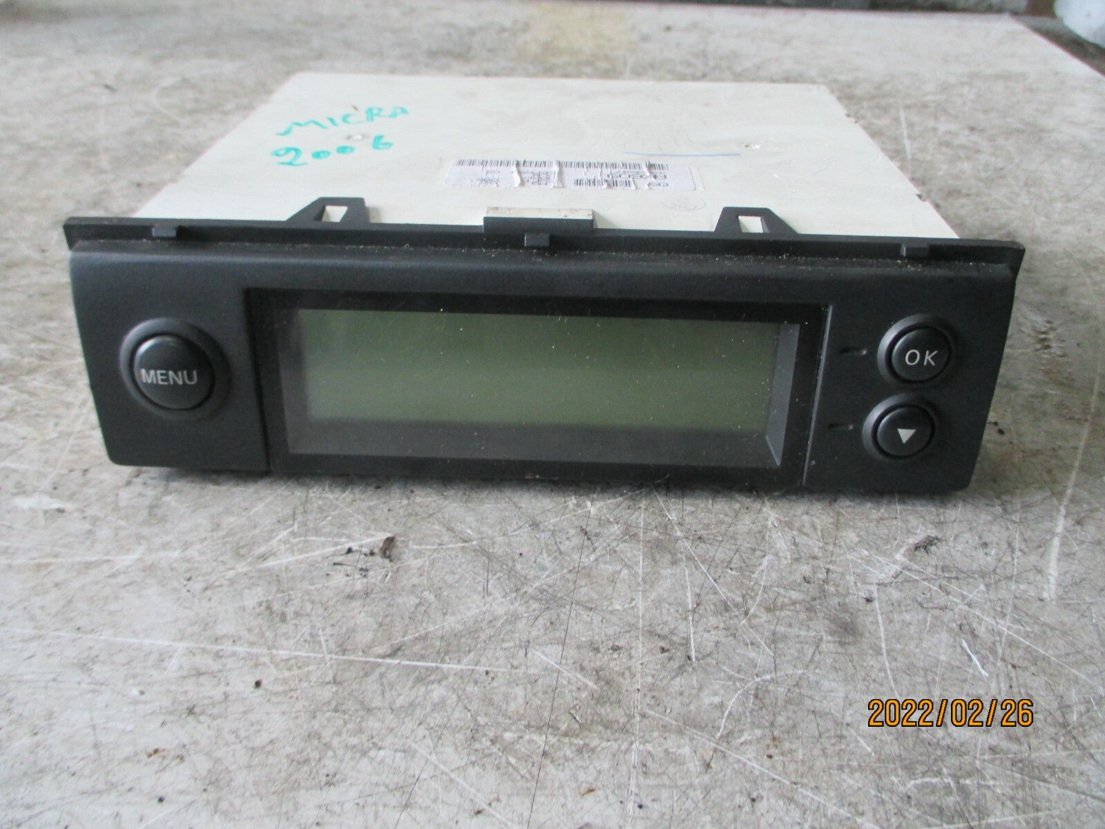 NISSAN MICRA 2006 MK3 DIGITAL CLOCK MULTIFUNCTION DISPLAY AX609