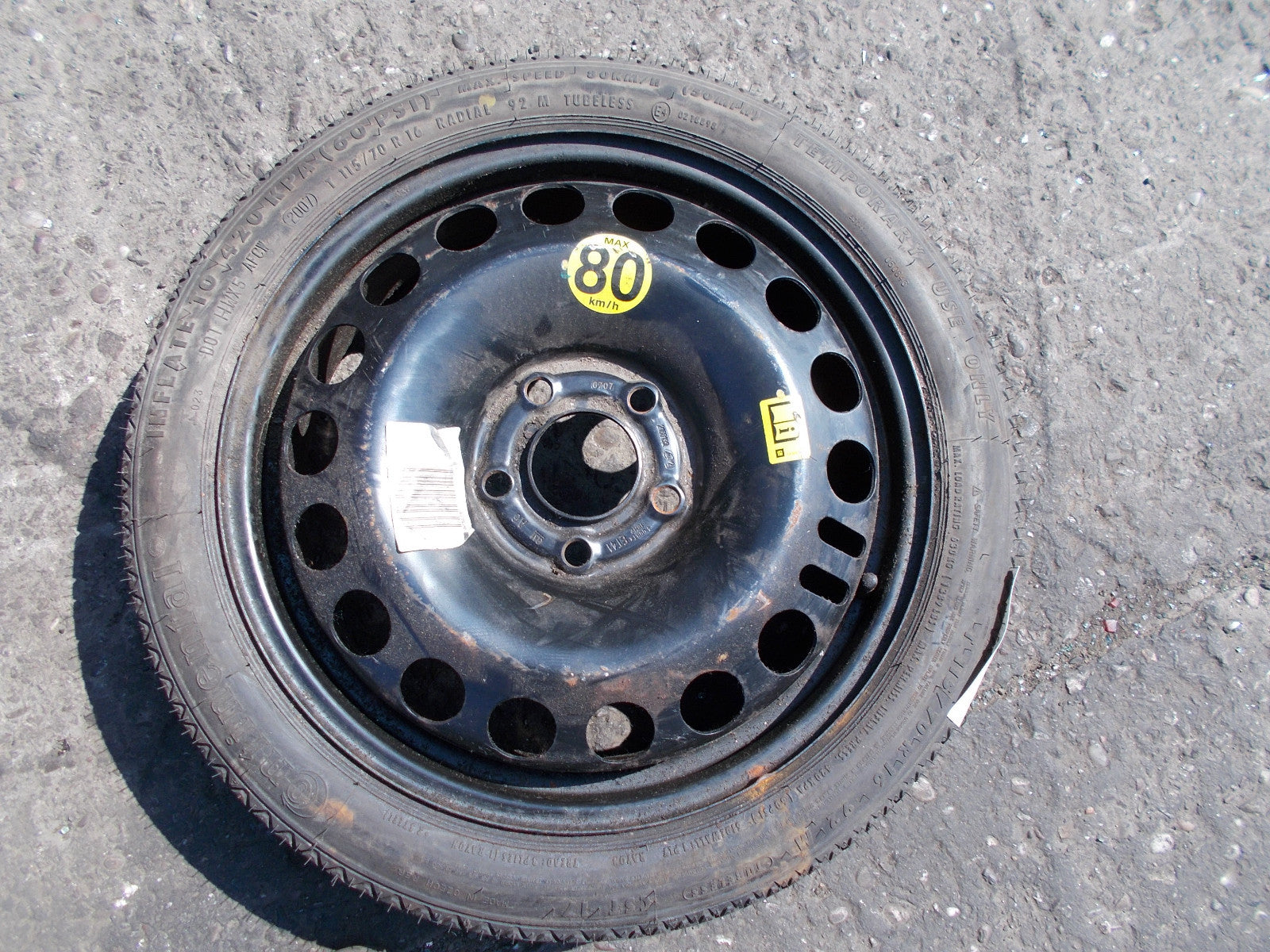 VAUXHALL VECTRA C CONTINENTAL 16 INCH SPACE SAVER WHEEL 115/70 R16 2160132