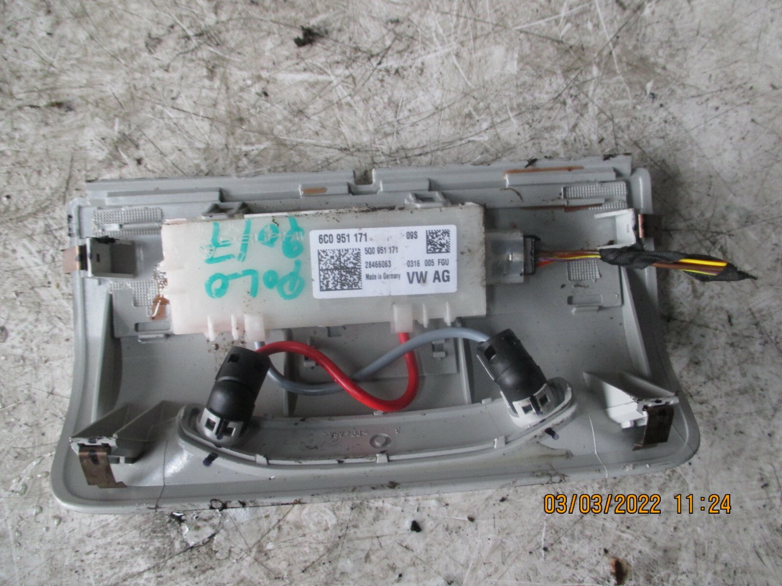 VW VOLKSWAGEN POLO 2017 INTERIOR ROOF ALARM SENSOR UNIT MODULE 6C0951171