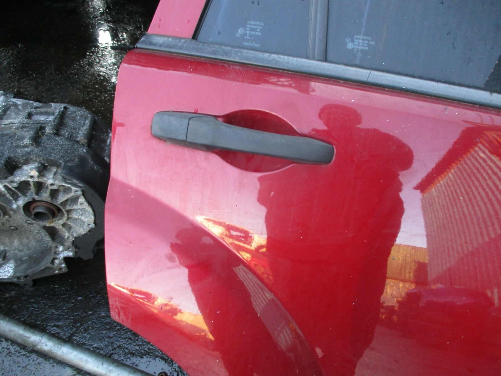 DODGE CALIBER 2008 COMPLETE OSR DRIVER SIDE REAR DOOR GLASS HANDLE CARD IN RED