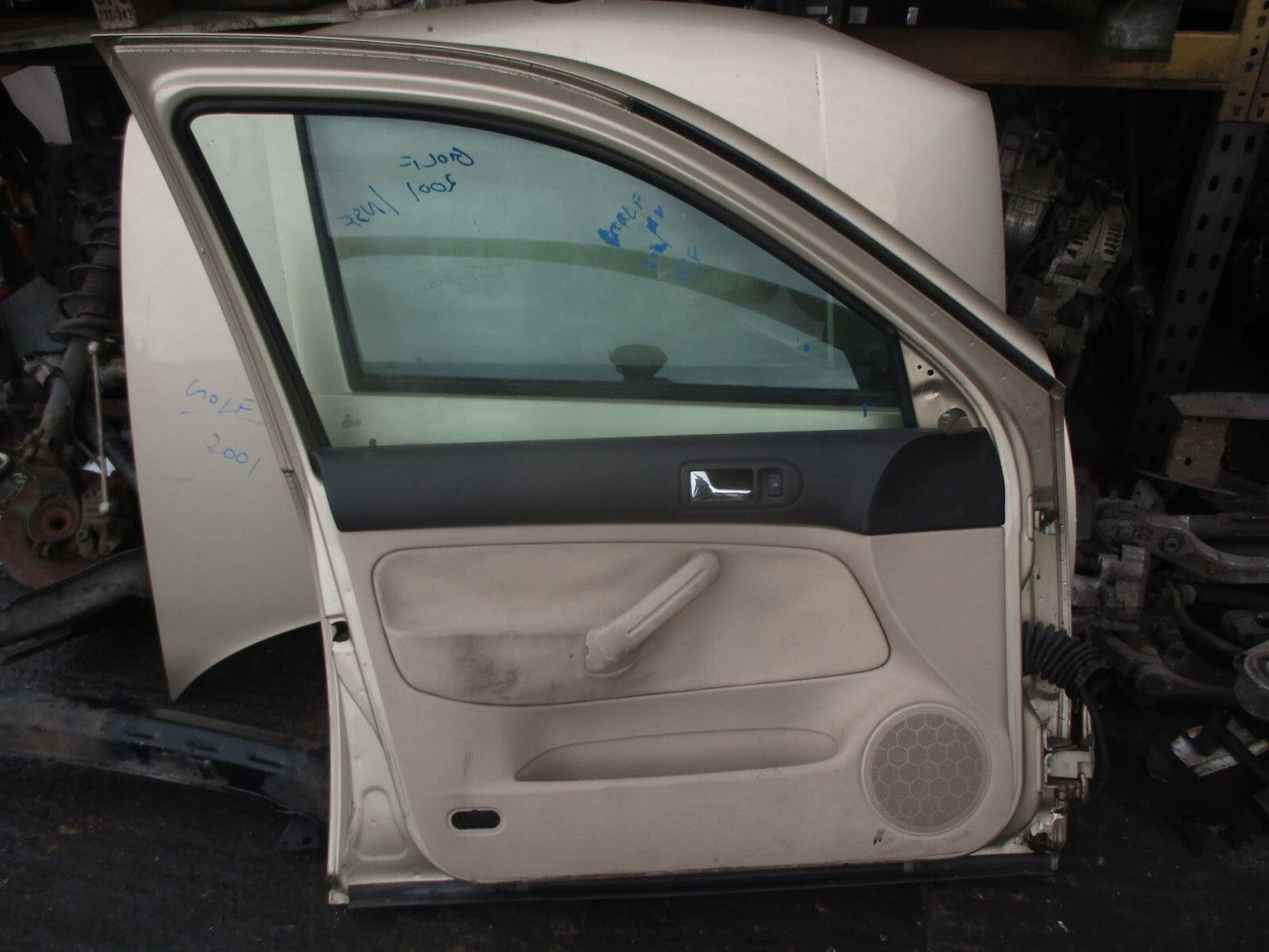 2001 VOLKSWAGEN GOLF MK4 NSF PASSENGER SIDE FRONT LEFT COMPLETE DOOR BEIGE