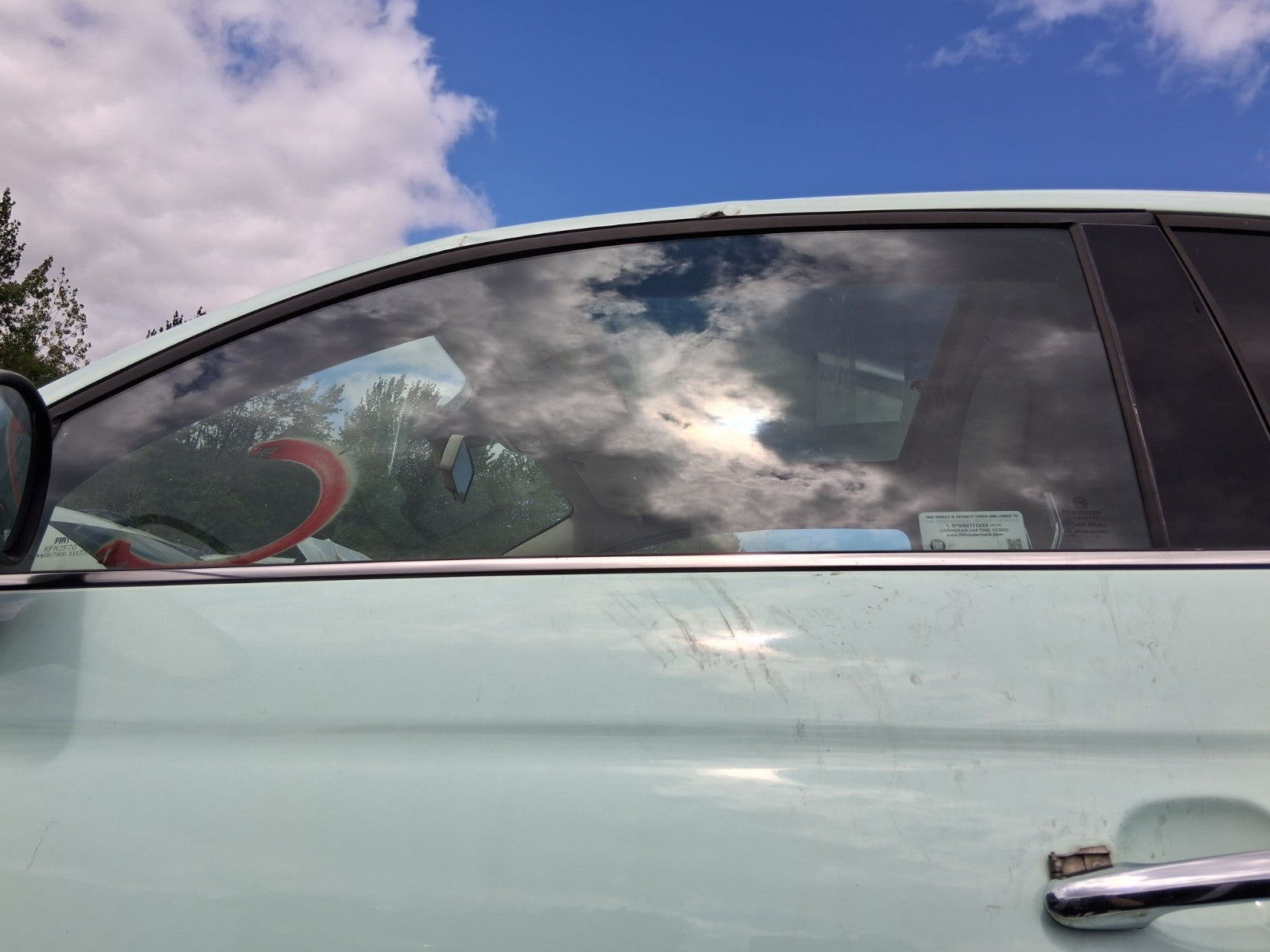 2015 FIAT 500 LOUNGE MK1 3 DOOR NSF COMPLETE FRONT LEFT DOOR OCEAN GREEN C175