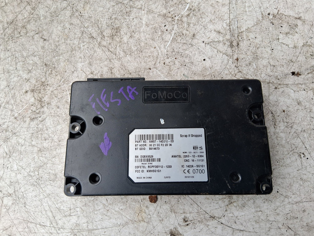 FORD FIESTA MK7 2013 BLUETOOTH CONTROL MODULE UNIT AM5T14D212ED