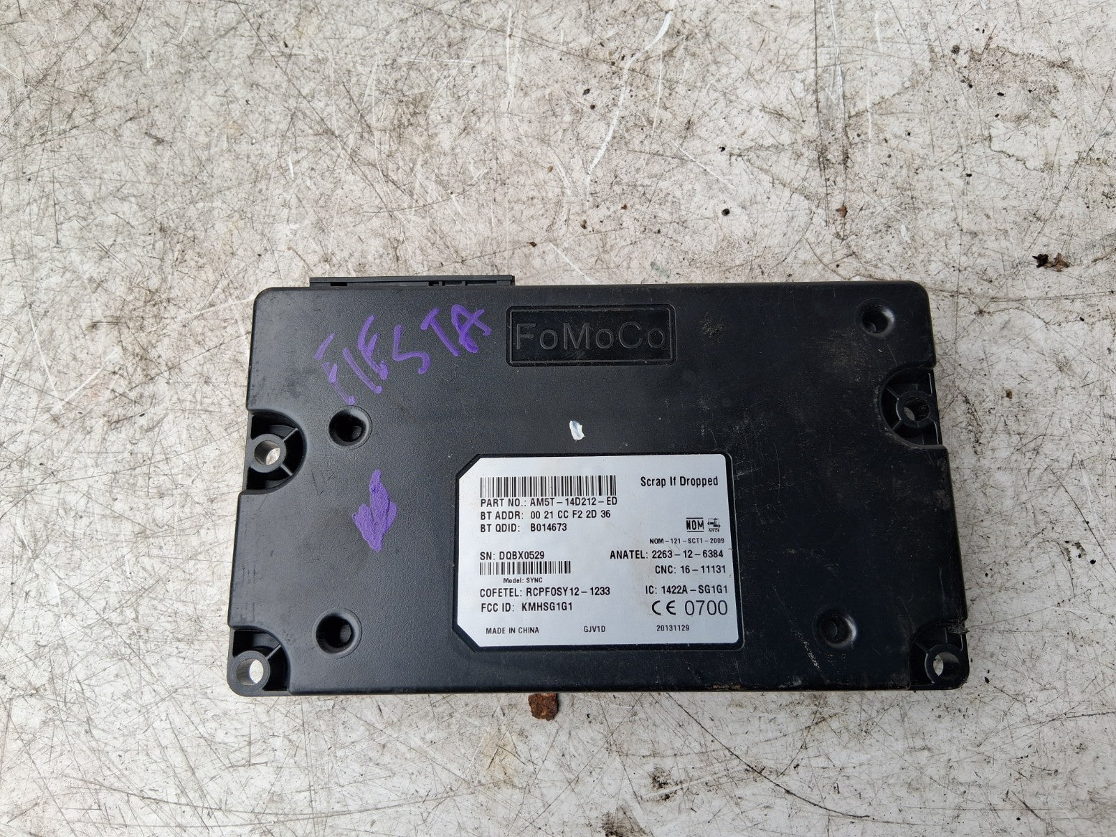 FORD FIESTA MK7 2013 BLUETOOTH CONTROL MODULE UNIT AM5T14D212ED