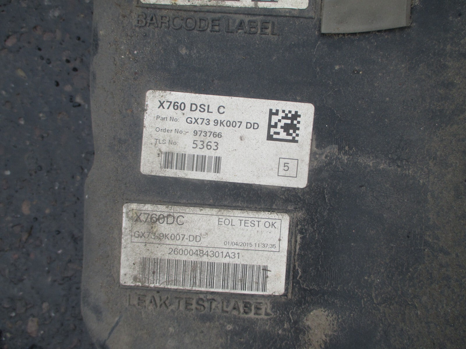 JAGUAR XE 2016 2.0 DIESEL FUEL TANK GX739K007DD