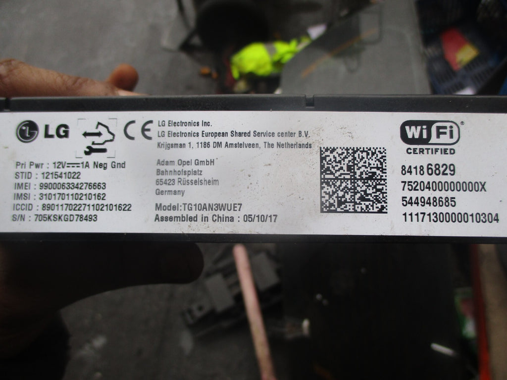 VAUXHALL ZAFIRA C 2016 WIFI HOTSPOT CONTROL UNIT ECU 84186829