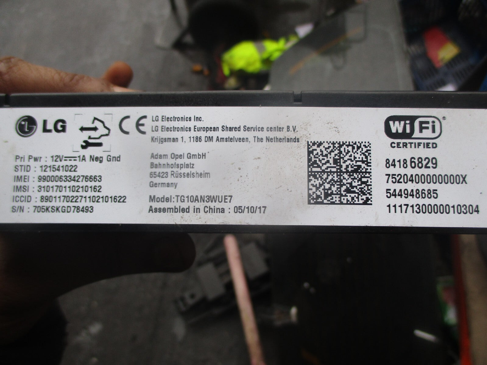 VAUXHALL ZAFIRA C 2016 WIFI HOTSPOT CONTROL UNIT ECU 84186829