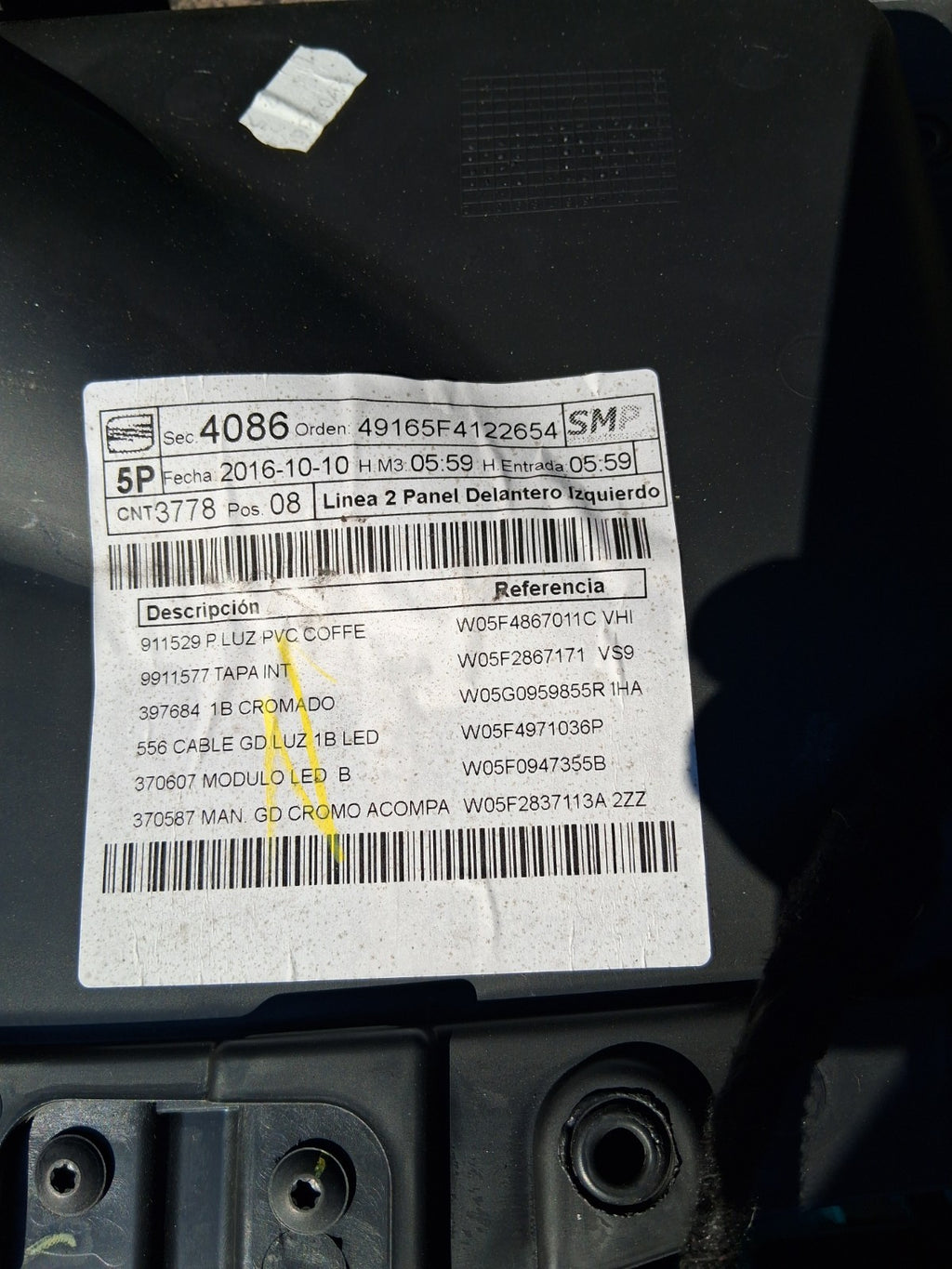 SEAT LEON MK3 NSF NEAR LEFT FRONT PASSENGER DOOR CARD 5f4867211c