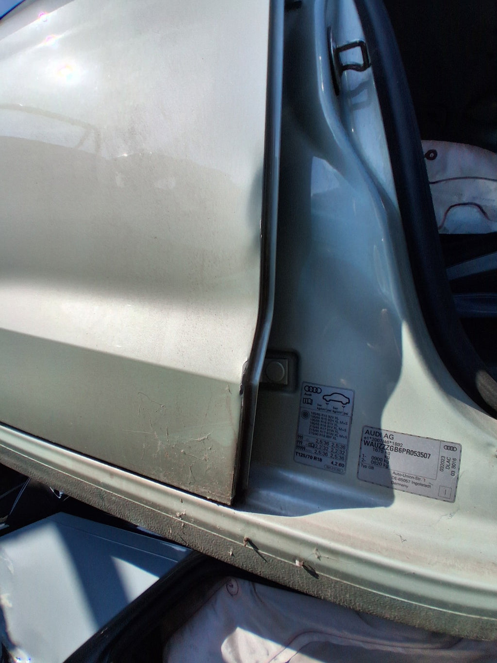 2023 AUDI A1 SPORT MK2 OSR DRIVER REAR BARE DOOR DEW SILVER METALLIC LX7E X7E