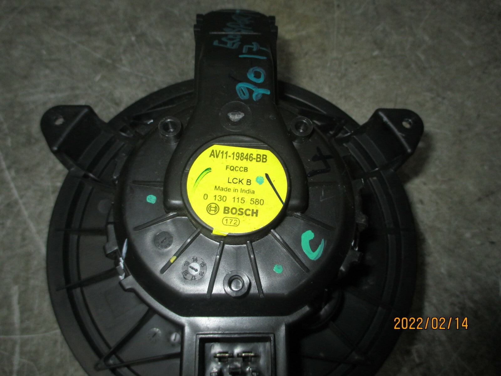 FORD ECOSPORT 2016 HEATER BLOWER MOTOR FAN AV1119846BB