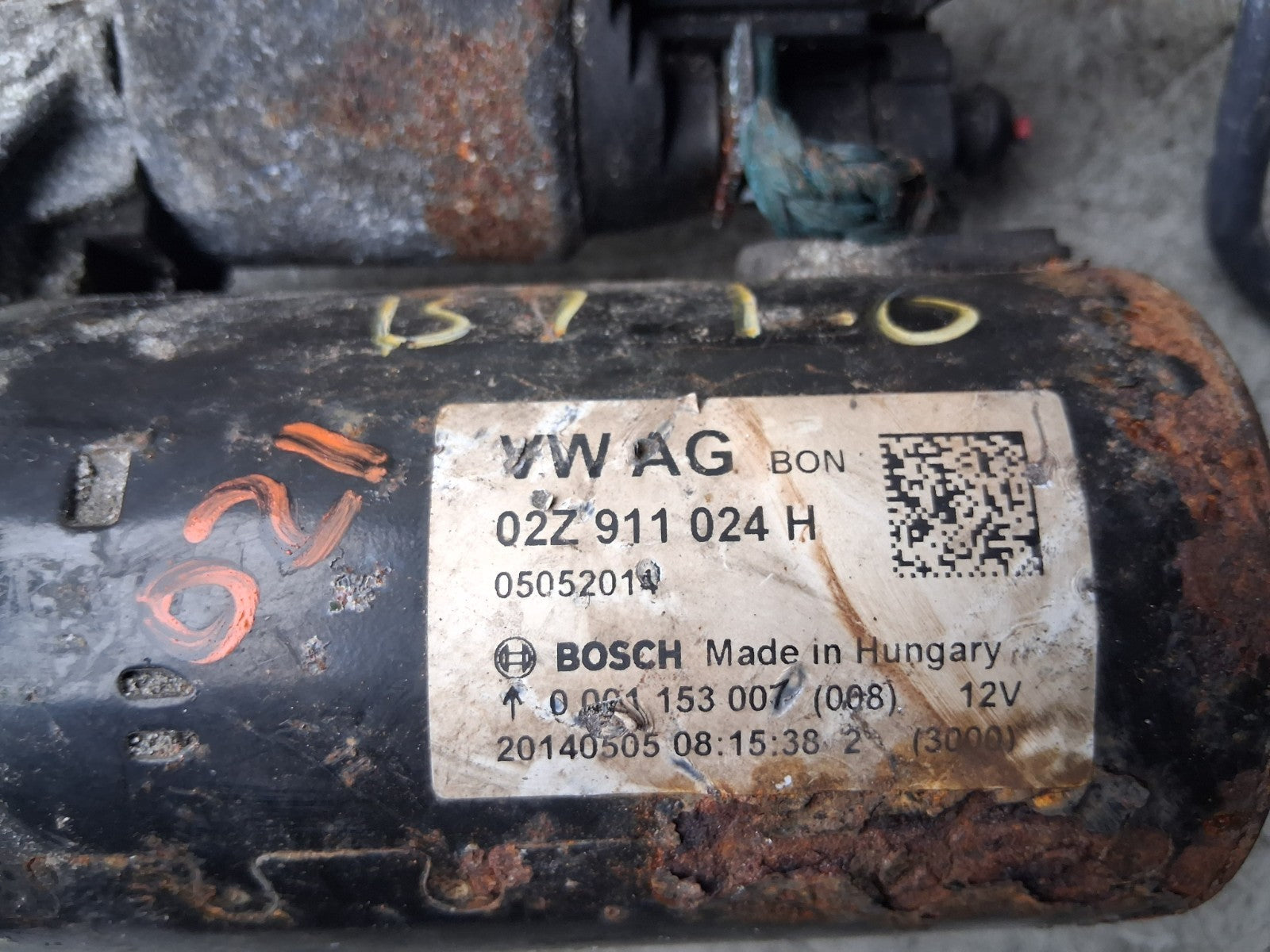 2014 VW VOLKSWAGEN PASSAT B7 1.6 DIESEL STARTER MOTOR 02Z911024H
