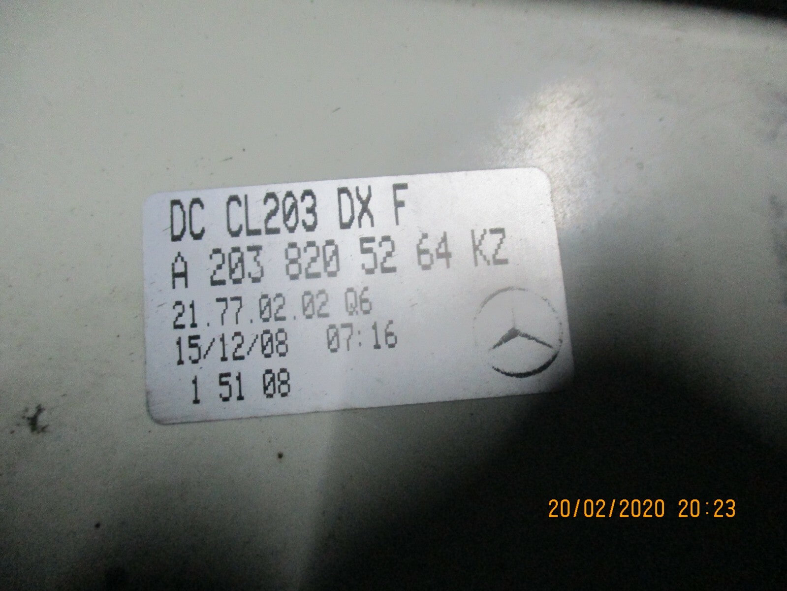 MERCEDES CLC CLASS CL203 2010 OSR DRIVER SIDE REAR BRAKE TAIL LIGHT A2038205264K