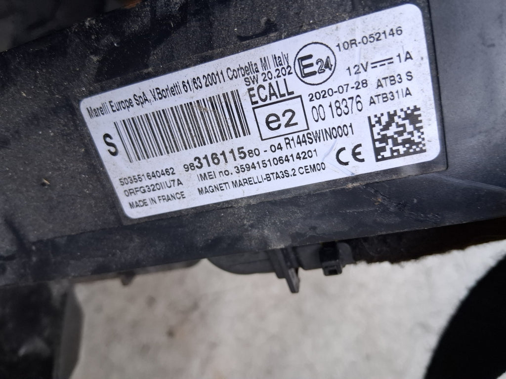 2021 VAUXHALL VIVARO MK3 BLUETOOTH CONTROL MODULE 9831611580