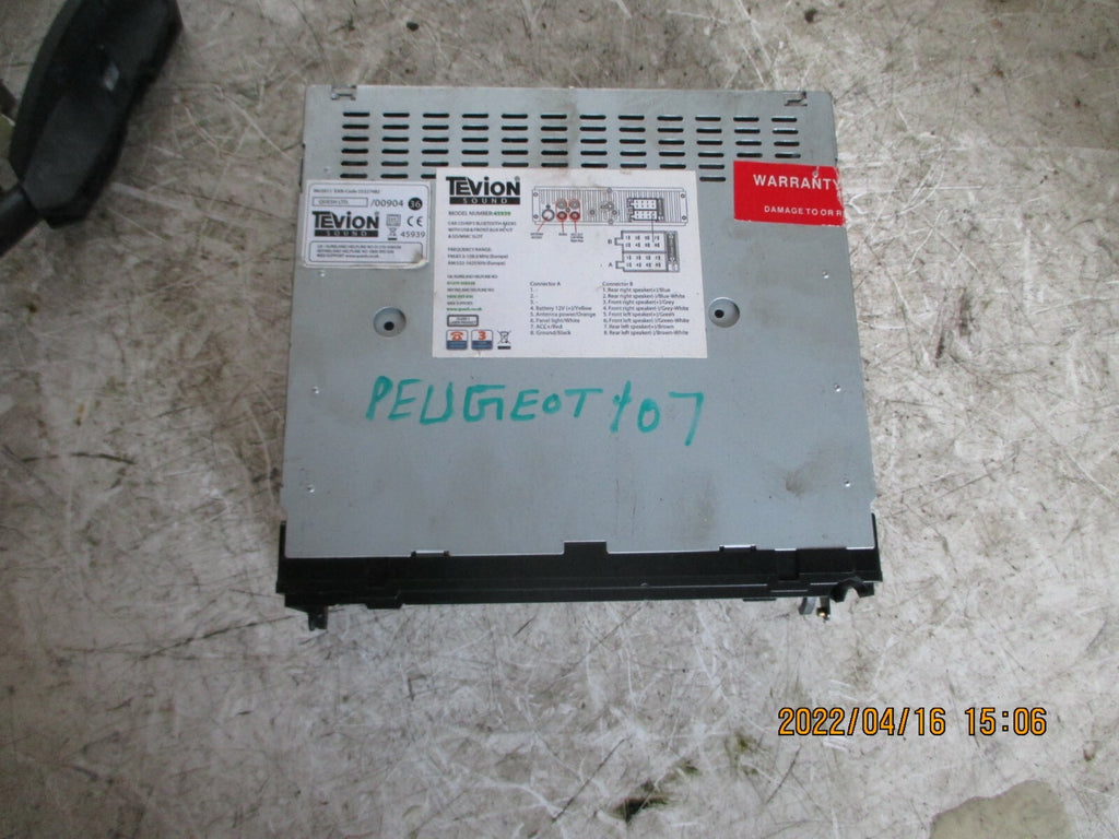 PEUGEOT 107 2005-2014 RADIO STEREO HEAD UNIT