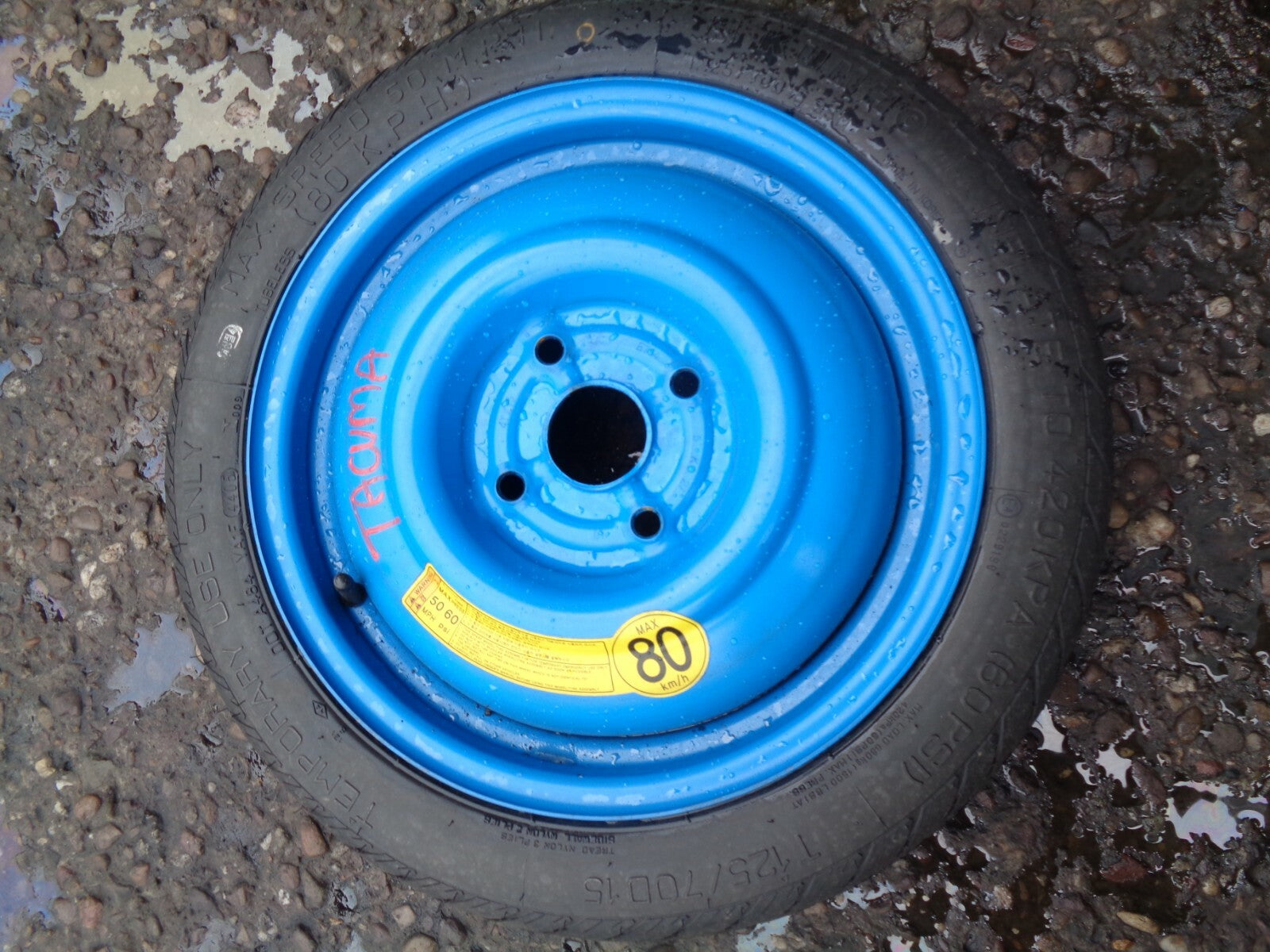 CHEVROLET TACUMA 15 INCH STEEL WHEEL WITH TYRE 4 STUD T125/70D15