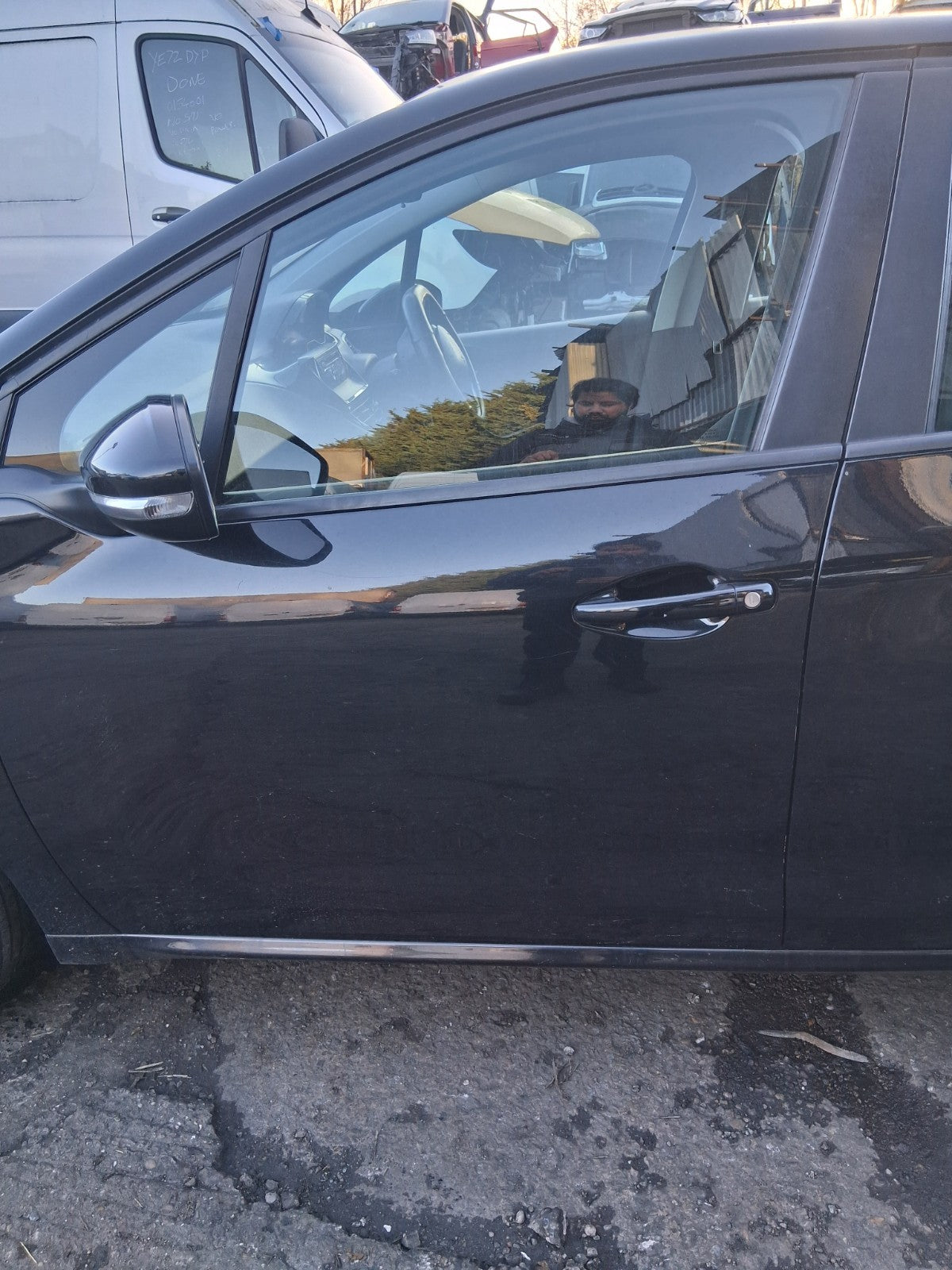 2014 PEUGEOT 208 NSF PASSENGER SIDE FRONT LEFT BARE DOOR PEARL BLACK KTV