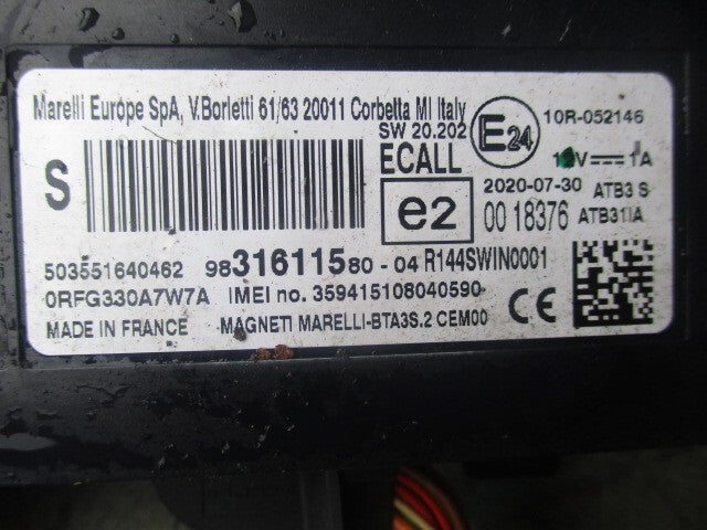 2020 VAUXHAll VIVARO MK3 BLUETOOTH CONTROL MODULE 9831611580