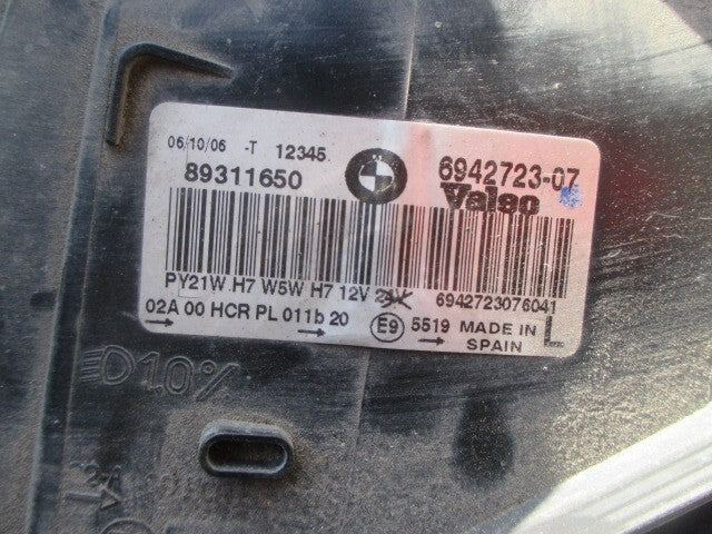 2005 BMW 3 SERIES E90 NSF PASSENGER SIDE FRONT HEADLIGHT 89311650