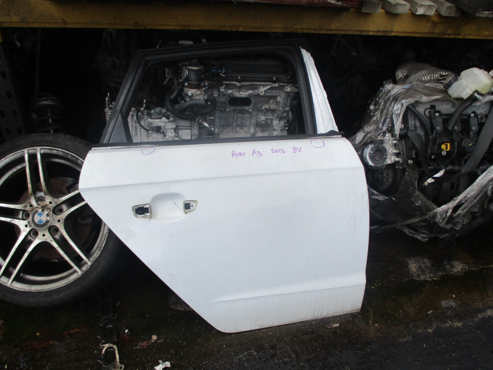 AUDI A3 8V 2013 OSR DRIVER SIDE REAR BARE DOOR WHITE