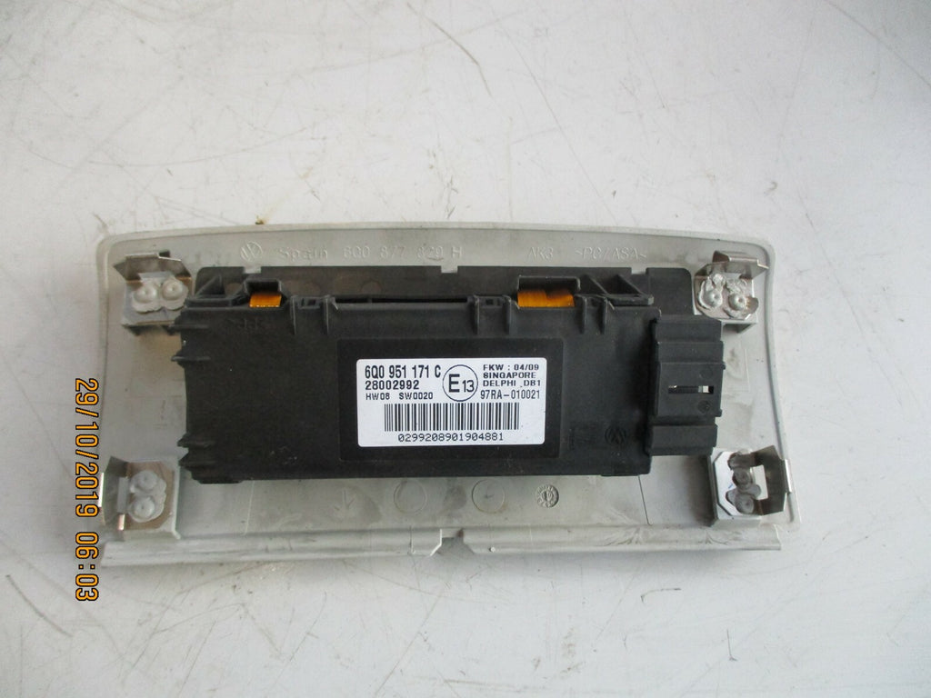 VW VOLKSWAGEN POLO 2005 INTERIOR ALARM SENSOR MODULE 6Q0951171C