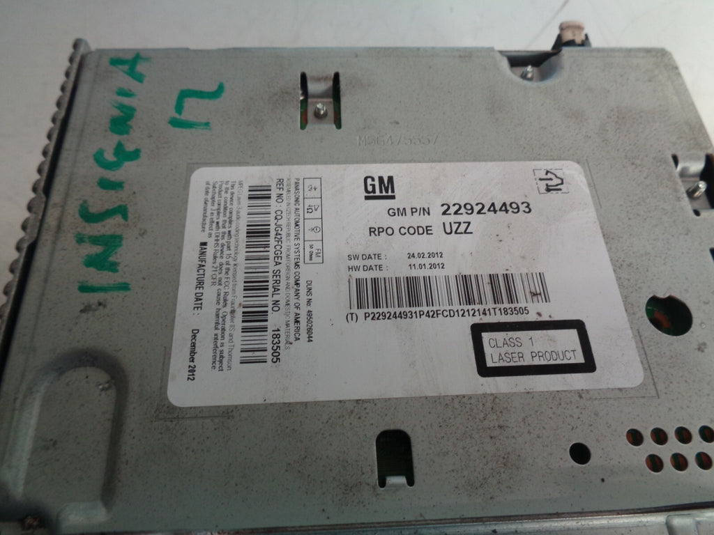 VAUXHALL INSIGNIA 2012 2.0 CDTI RADIO CD PLAYER HEAD UNIT 22924493