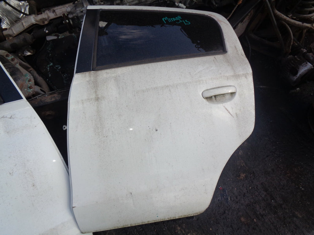 MITSUBISHI MIRAGE 2 MK6 2013 NSR PASSENGER SIDE REAR COMPLETE DOOR ALPINE WHITE