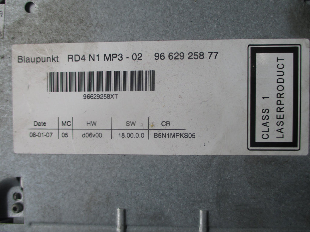 CITROEN C4 2007 RADIO CD MP3 PLAYER HEAD UNIT  9662925877