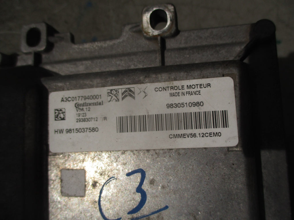 2021 CITROEN C3 1.2 PETROL ENGINE CONTROL UNIT ECU 9830510980