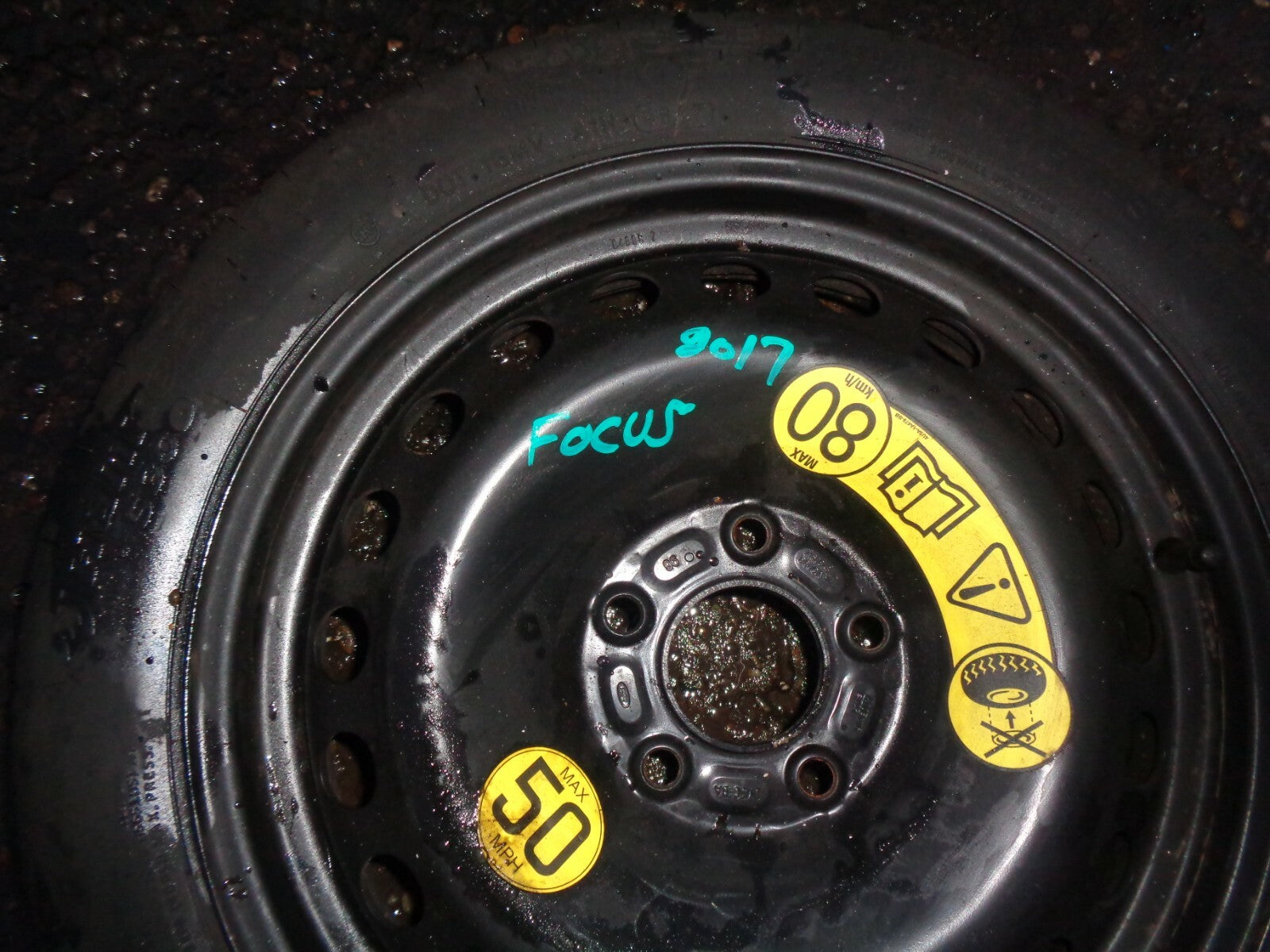 FORD FOCUS MK3 2017 16'' 5 STUDS SPARE EMERGENCY SPACE SAVER WHEEL T125/70R16