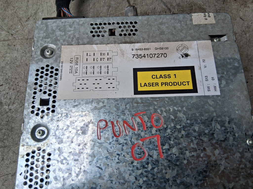 2007 FIAT GRANDE PUNTO RADIO CD PLAYER STEREO HEAD UNIT 7354107270 NO CODE