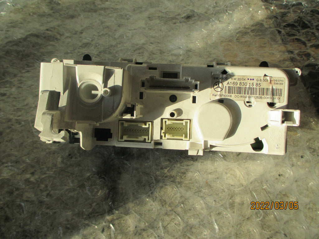 MERCEDES BENZ A CLASS 2007 HEATER AC CLIMATE CONTROL SWITCH PANEL A1698301585