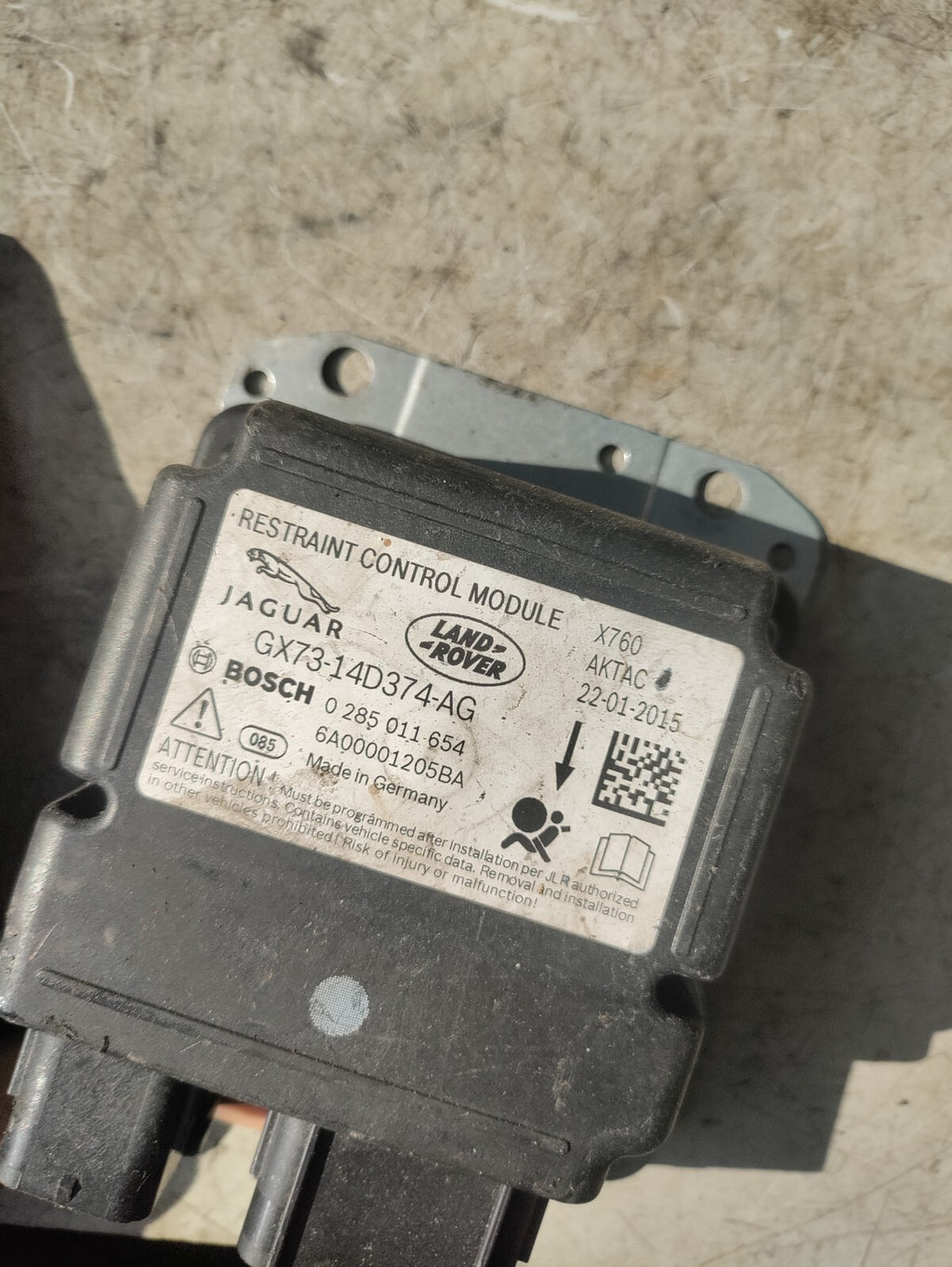 JAGUAR XE AIRBAG CONTROL MODULE ECU GX7314D374AG