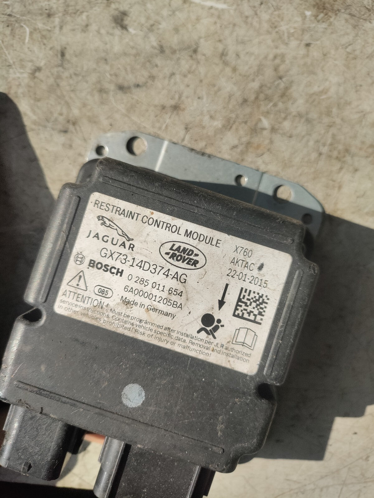 JAGUAR XE AIRBAG CONTROL MODULE ECU GX7314D374AG