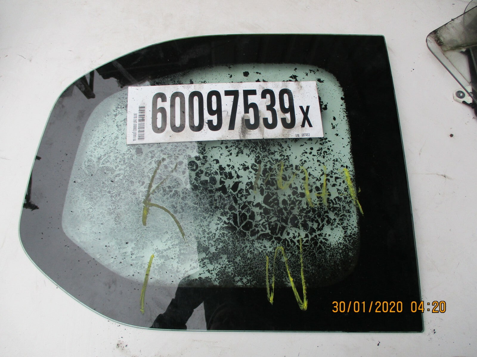 VAUXHALL COMBO E MK4 2019 OSR DRIVER SIDE REAR QUARTER GLASS PANE FIRE DAMAGE