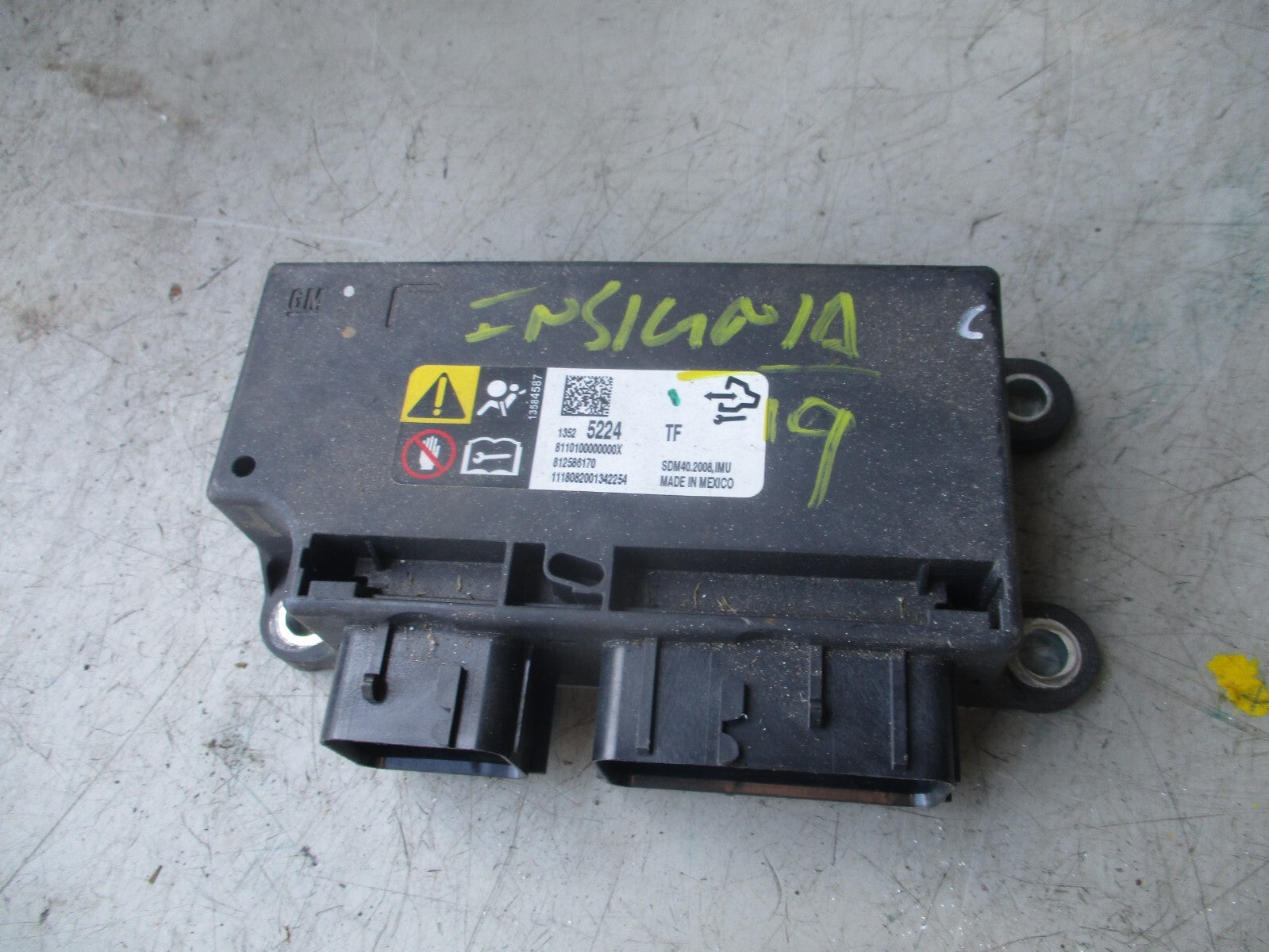 VAUXHALL INSIGNIA 2019 AIRBAG CONTROL MODULE ECU 13525224