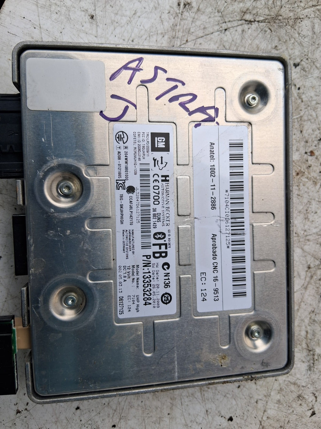 VAUXHALL ASTRA J 2013 BLUETOOTH CONTROL MODULE 13353284