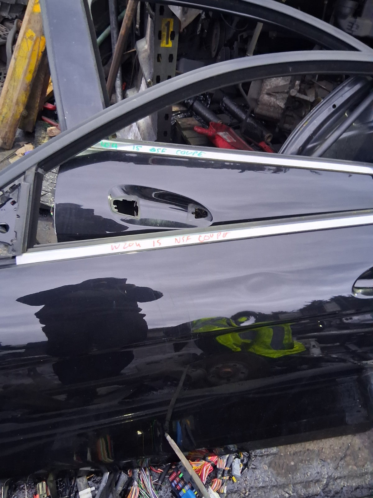 2015 MERCEDES W204 C CLASS COUPE NSF PASSENGER SIDE FRONT LEFT BARE DOOR BLACK
