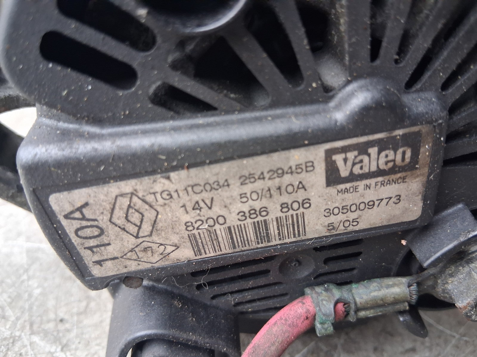2005 RENAULT MEGANE MK2 1.5 DIESEL ALTERNATOR 8200386806