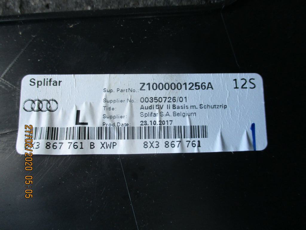 AUDI A1 8X SPORT 2018 NSR PASSENGER SIDE REAR BOOT TRIM PLASTIC COVER 8X3867761