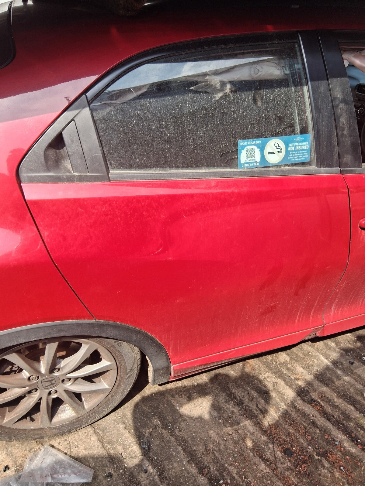 2016 HONDA CIVIC MK9 HATCHBACK OSR DRIVER SIDE REAR RIGHT BARE DOOR RED R81