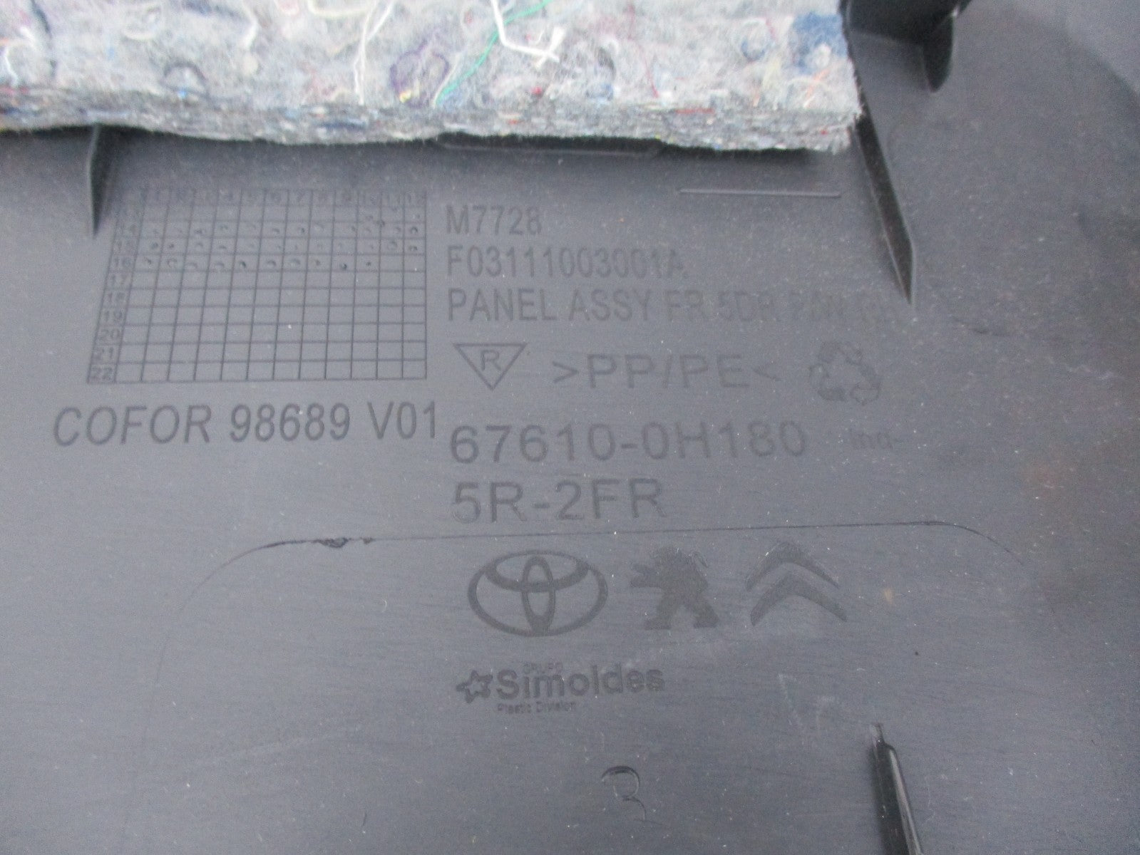 TOYOTA AYGO AB40 MK2 5 DOOR OSF DRIVER SIDE FRONT DOOR CARD 676100H180