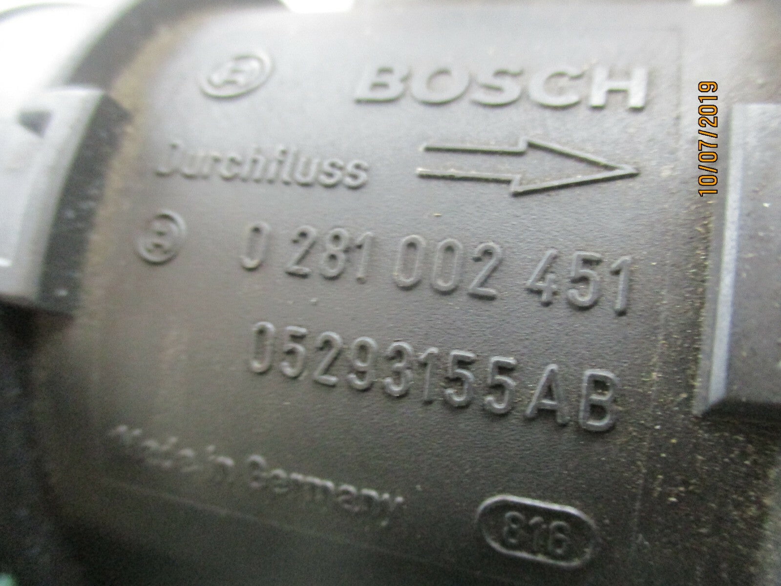 CHRYSLER VOYAGER MK4 2.5 CRD MAF MASS AIR FLOW SENSOR 05293155AB